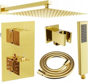 Mexen Cube DR02 sada sprchová podomietková s dažďovou hlavicou 25 cm, zlatá - 77502DR0225-50