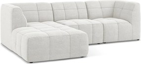 Biela rohová pohovka z textílie buklé (ľavý roh/s leňoškou) Aloha – Makamii