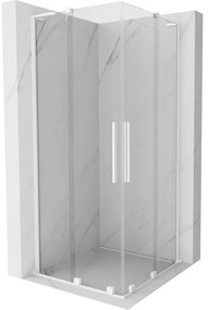 Mexen Velar L Duo, sprchový kút s posuvnými dverami 100 x 100 cm, 8mm číre sklo, biela matná, 871-100-100-02-03-20