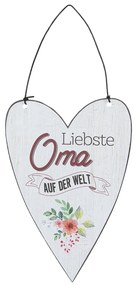 Závesné kovové srdce Liebste Oma - 12 * 18 cm