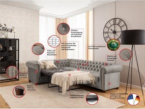 Sivá zamatová rozkladacia rohová pohovka (ľavý roh/do L) York Blik – Ropez