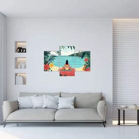 Obraz - Jogínka na pláži (90x60 cm)