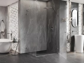 Mexen Lunar-B L, 1-krídlový sprchový kút, pravý, 100 x 70 cm, 8mm číre sklo, brúsená oceľ profil, 832L-100-070-97-00-P