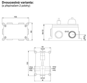 Mereo, Vaňový set s termostatickou podomietkovú tlačidlovú batériou - 2-cestná - hranatý kryt, MER-CB60106TC2