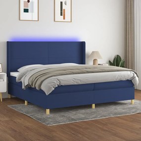 Posteľ boxsping s matracom a LED modrá 200x200 cm látka 3138747