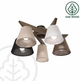 Brilagi - LED  Prisadený luster ANTHONY 5xE14/40W/230V dub orech