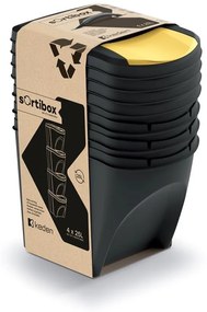 Sada 4 odpadkových košov Soorti na triedený odpad 4 x 25 l čierna