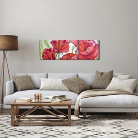 Obraz - Kvety vlčích makov (s hodinami) (90x30 cm)