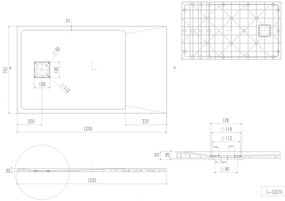 Erga Hyper, SMC sprchová vanička 120x70x2,6 cm + sifón, šedá matná, ERG-V06-SMC-7012S-GR