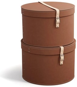 Hnedé kartónové úložné boxy v súprave 2 ks s vekom/dekoratívne ø 37,5x25 cm Rut Restore Paper Laminate – Bigso