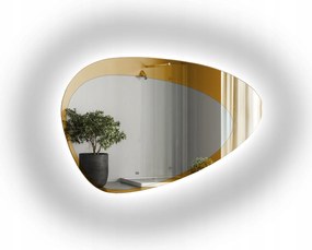 Nepravidelné zrkadlo Kalcyt s Led podsvietením na zlatej doske 183x120