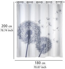 Biely sprchový záves s protiplesňovou povrchovou úpravou Wenko Dandelions, 180 × 200 cm