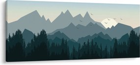 Obraz - Hory pohľadom grafika (120x50 cm)