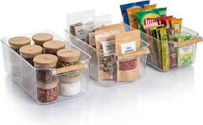 Zeller Present Sada 3ks úložných boxov BOXIFY s bambusovým madlom 34 × 18 × 12 cm