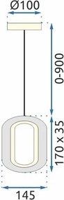 Toolight Toolight, LED krištáľové závesné svietidlo, 7W, 4000K, 500lm, G114-1CP, zlatá, OSW-09709