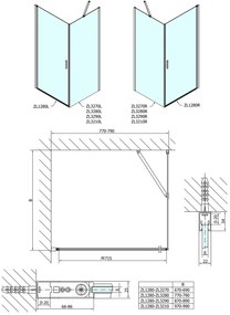 Polysan Polysan, ZOOM obdĺžniková sprchová zástena 800x700mm L/P varianta, ZL1280ZL3270