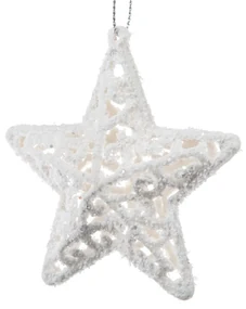 Vianočná ozdoba Carlita Hviezda biela, 8 x 8 x 1,5 cm, plast
