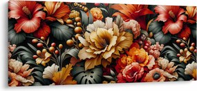 Obraz - Oranžovo-červené kvety (120x50 cm)