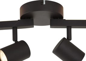 Moderné čierne 6-svetlové stropné bodové svietidlo GU10 50mm s podsvietením a 3-cestným vypínačom - Back Up