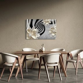 Obraz - 3D zlaté kvety (90x60 cm)