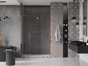 Mexen Velar L Duo, posuvné sprchové dvere do otvoru 150 cm, 8mm číre sklo, ružové zlato, 871-150-003-02-60