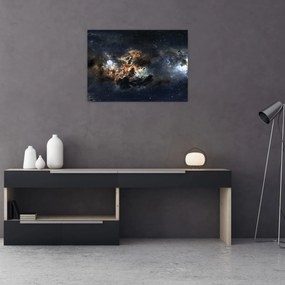 Sklenený obraz - Vesmír s hmlovinou (70x50 cm)