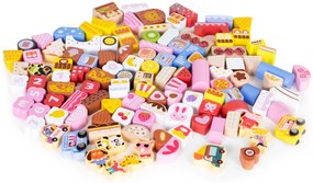 WELLHOX Vzdelávacia sada drevených kociek - Candy city 116 ks.