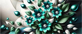 Obraz - 3D tyrkysové kvety (120x50 cm)