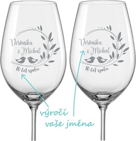 Poháre na víno k výročiu Romance 2 ks