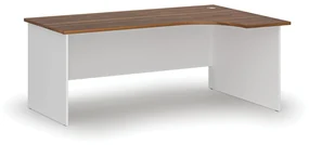 Kancelársky rohový pracovný stôl PRIMO WHITE, 1800 x 1200 mm, pravý, biela/orech