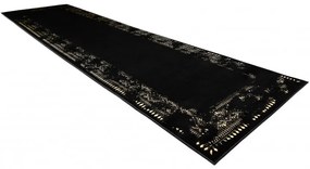 Dywany Łuszczów, Behúň Gloss 408C 86 geometric black/gold, 80x300, čierna, obývacia izba