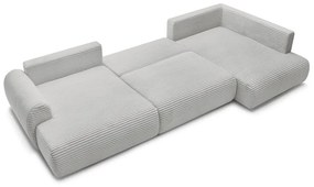 Svetlosivá menčestrová rozkladacia/s úložným priestorom rohová pohovka (pravý roh/do tvaru "U") Lucien – Bobochic Paris