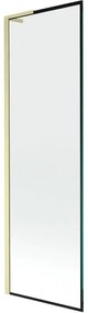 Mexen Next L, 1-krídlová vaňová zástena 60 x 150 cm, 6mm číre sklo-čierny vzor, zlatý matný profil, 895-060-000-03-70-55