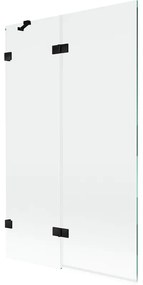 Mexen Lunar, 2-krídlová vaňová zástena ľavá 110 x 150 cm, číre sklo, čierna matná, 897-110-100-70-00-L