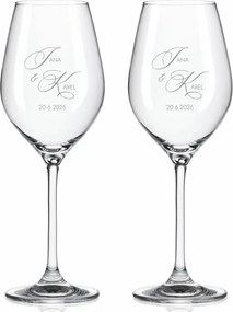 Svadobné poháre na víno Monogram lásky 2 ks
