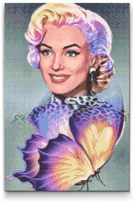 Gario Diamantové maľovanie Marilyn Monroe s motýľom Rozmery: 40 x 60 cm, Rámovanie: S vnútorným rámom, Diamanty: Štvorcové