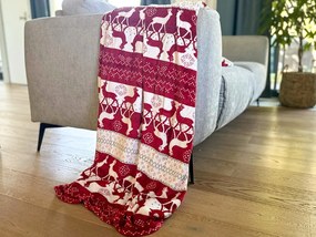 Červeno-biela vianočná mikroplyšová deka SOBI Rozmer: 200 x 220 cm