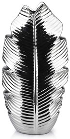 Keramická váza LEAF 35 cm strieborná