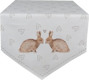 Bavlnený behúň na stôl s motívom zajačikov Bunnies in Love - 50*160cm