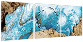 Obraz - Drevo (s hodinami) (90x30 cm)