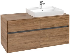 VILLEROY &amp; BOCH Collaro závesná skrinka pod umývadlo na dosku (umývadlo vpravo), 4 zásuvky, 1200 x 500 x 548 mm, Oak Kansas, C08300RH