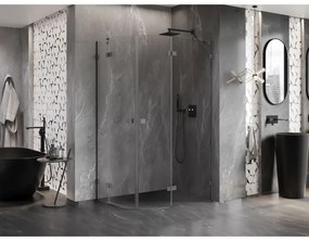 Mexen Lunar, pravý polkruhový sprchový kút 90 x 70 cm, 8mm číre sklo, profil grafit brúsený, 833-090P-070L-66-00