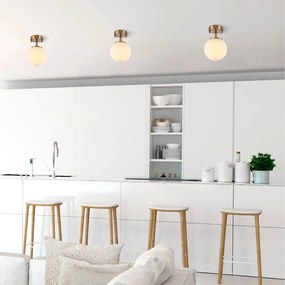 Stropné svietidlo v bielej a bronzovej farbe so skleneným tienidlom ø 15 cm Atmaca – Opviq lights