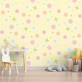 Sablio Tapeta Hviezdy, kvety a bodky - 336x220 cm