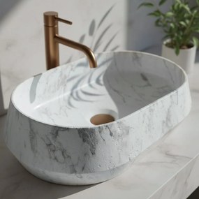 Rea Zoe Dune, umývadlo na dosku 590×380×170 mm, imitácia kameňa-šedá matná, REA-U3538