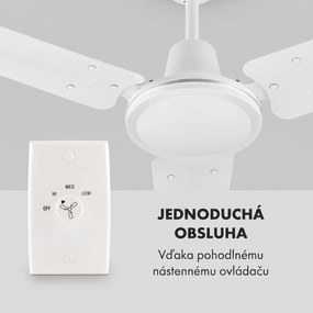 Klarstein Spin Doctor, stropný ventilátor, 55 W, 122 cm, 3 ramená, nehrdzavejúca oceľ, biely
