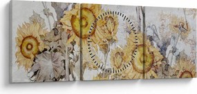 Obraz - Slnečnica v stene (s hodinami) (90x30 cm)