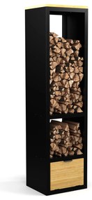 Kindlewood stojan na palivové drevo, úložný priestor na drevo, krbová polica, prášková farba, kaučukovník