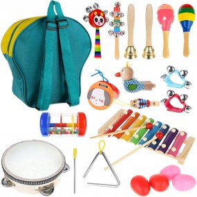 Drevené hudobné nástroje pre deti + ruksak