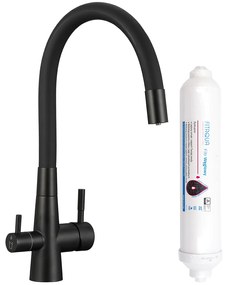 Laveo Riveco, vysoká drezová batéria s flexibilným výtokom a filtrom na pitnú vodu, čierna matná, LAV-BRIBB68D